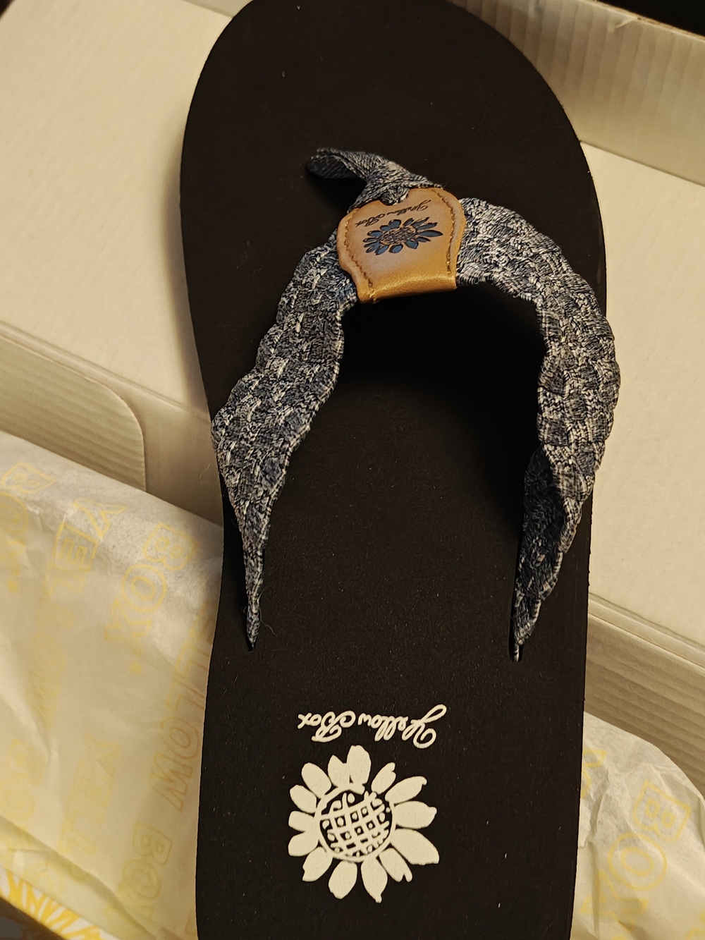 Yellow Box Men's Blue Braided Flip Flop Sandal